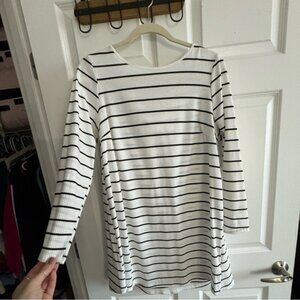 SHEIN Black and White Striped Long Sleeve Dress